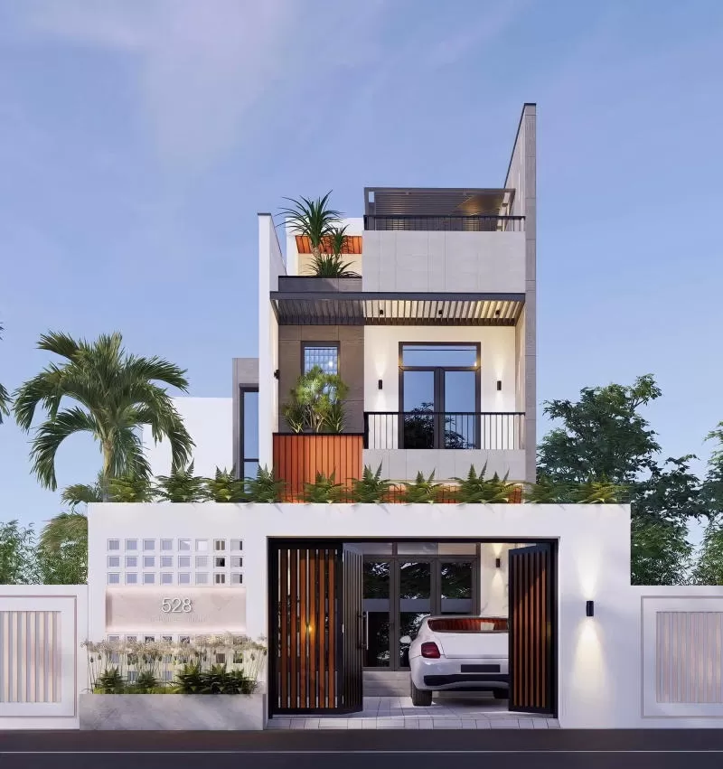 Chọn lựa 25 mẫu nhà ống 2 tầng 1 tum 3 phòng ngủ đẹp 2023