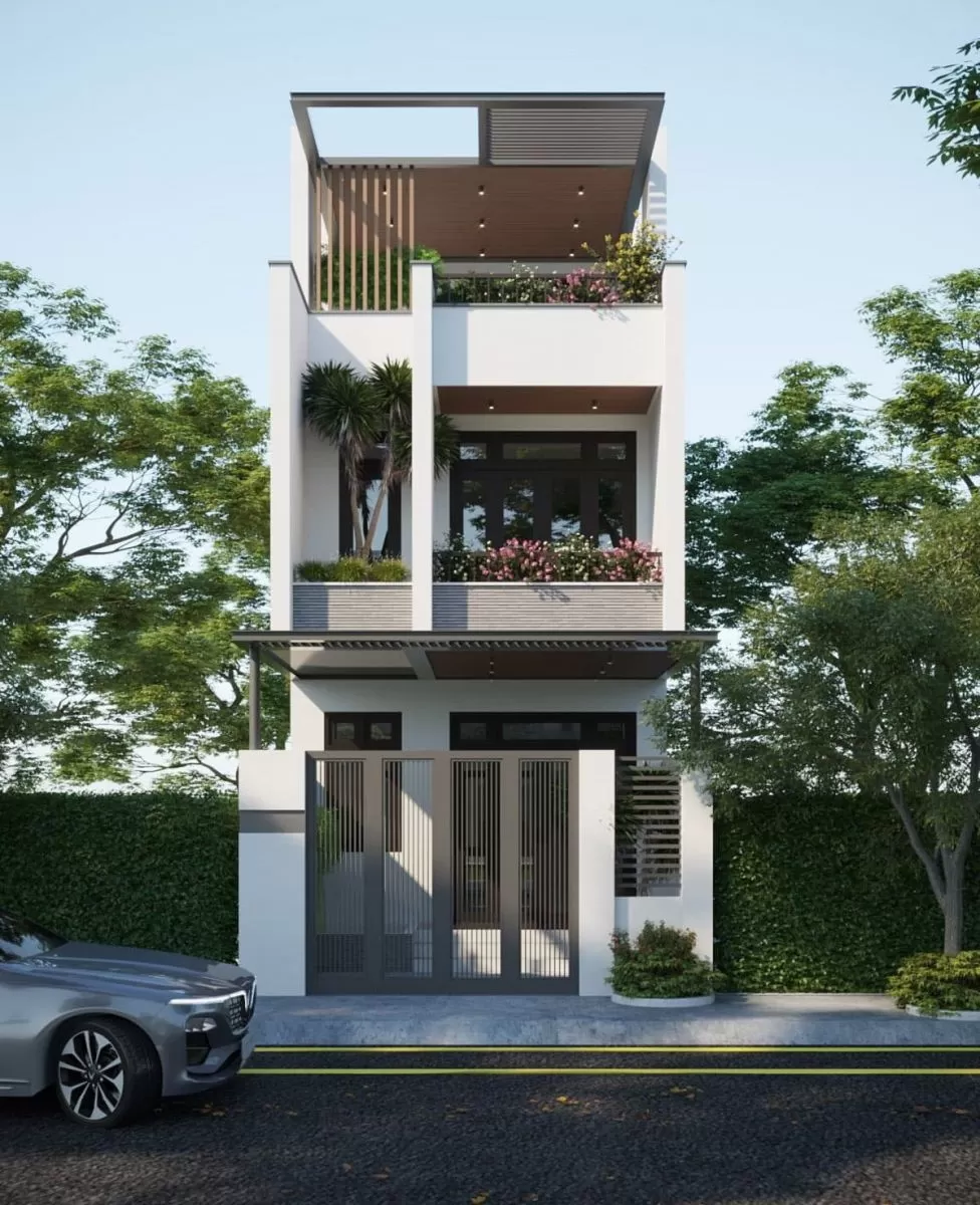 Chọn lựa 25 mẫu nhà ống 2 tầng 1 tum 3 phòng ngủ đẹp 2023