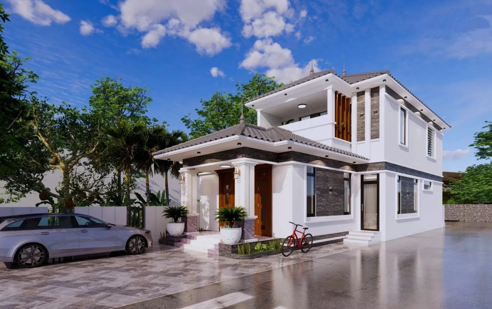 Nhà mái nhật gác lửng 7x14m