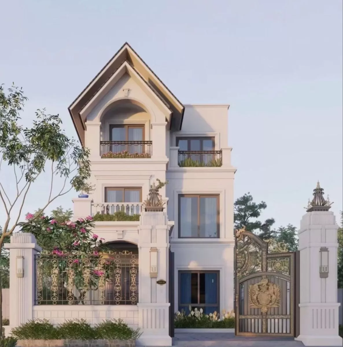 Mẫu nhà ống tân cổ điển 3 tầng mái thái