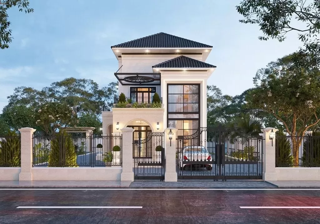 Mẫu nhà ống tân cổ điển 3 tầng mái nhật