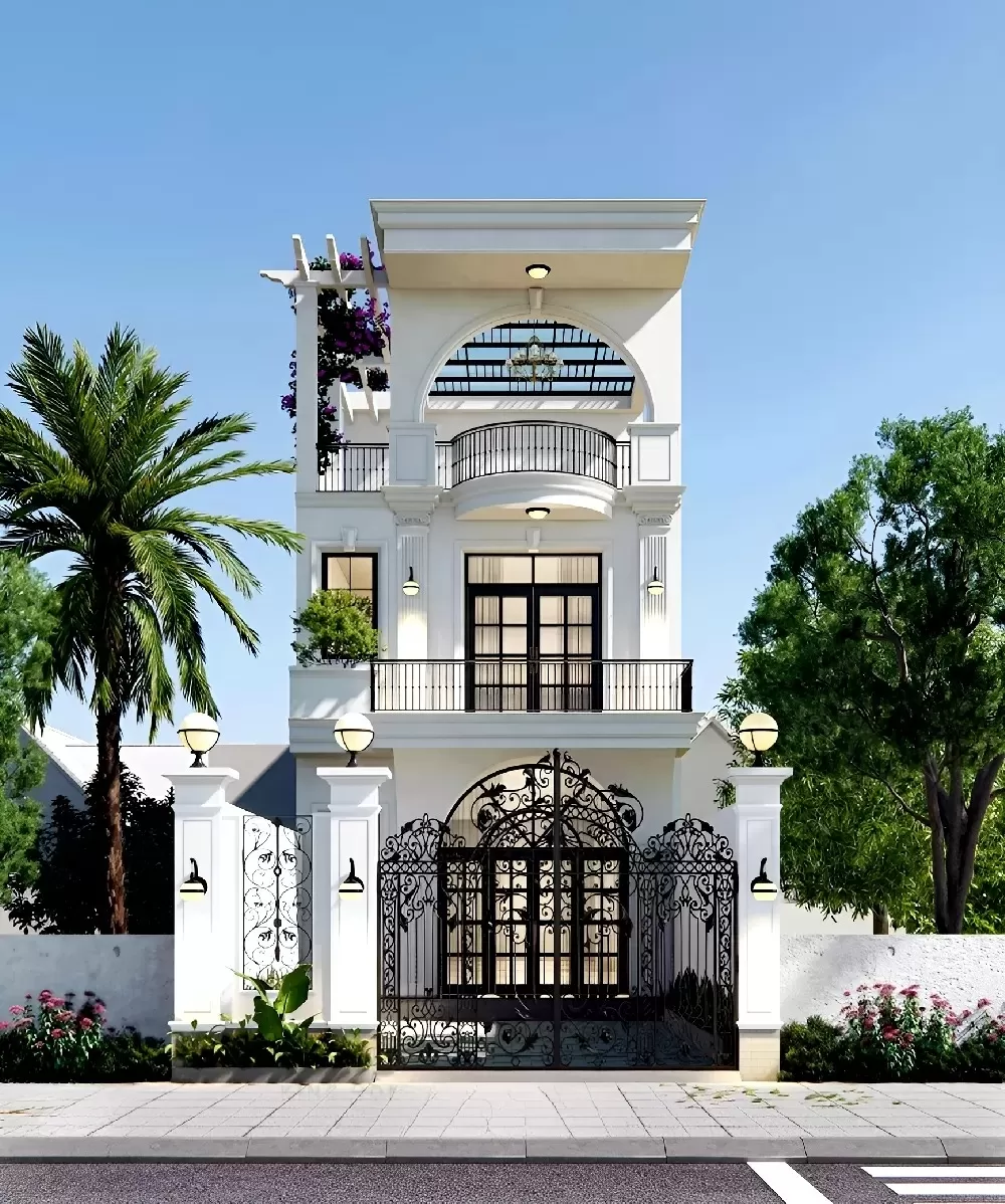 Thiết kế nhà ống 3 tầng tân cổ điển mặt tiền 6m