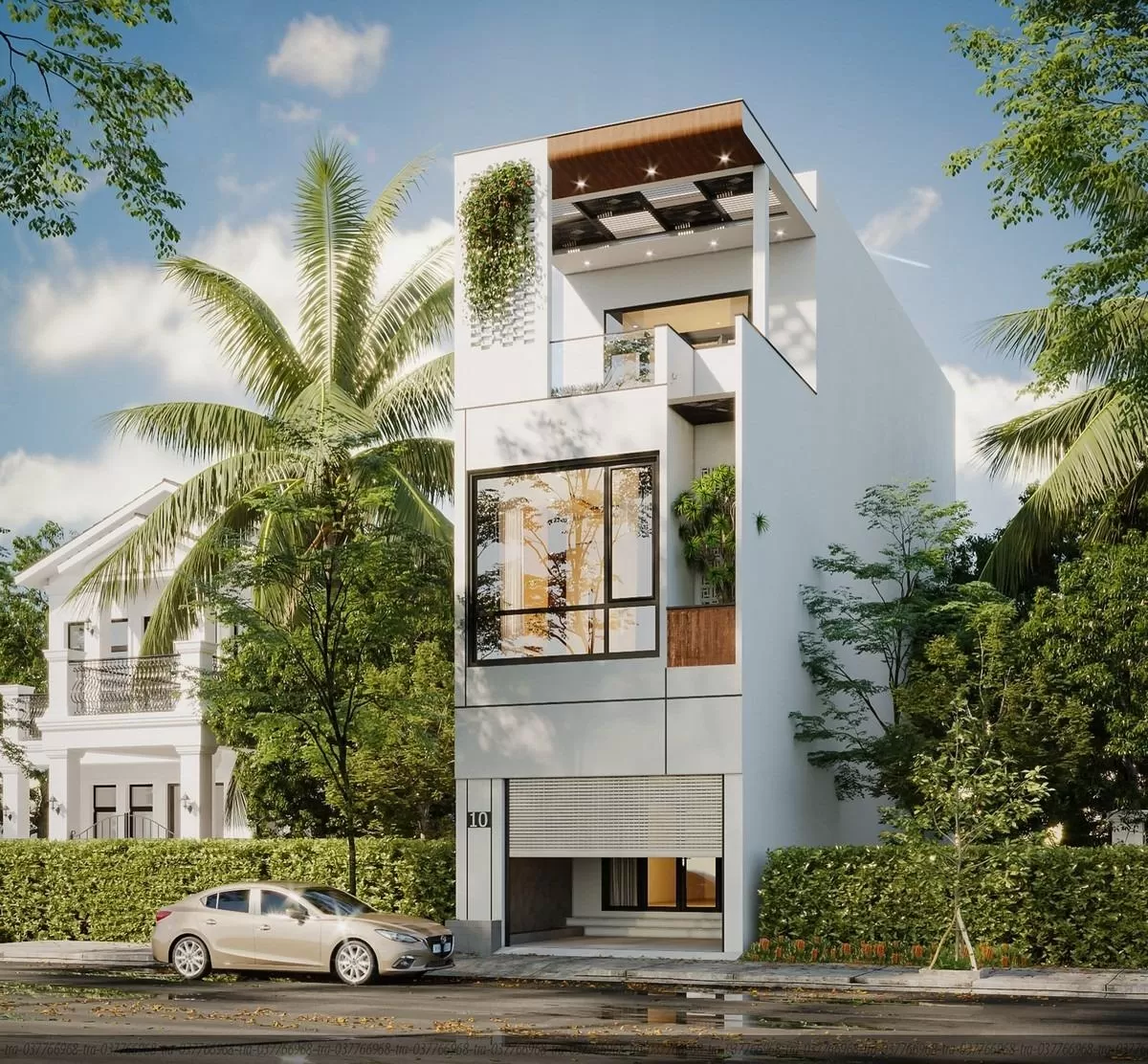 Phong cách nhà ống mái bằng trẻ trung