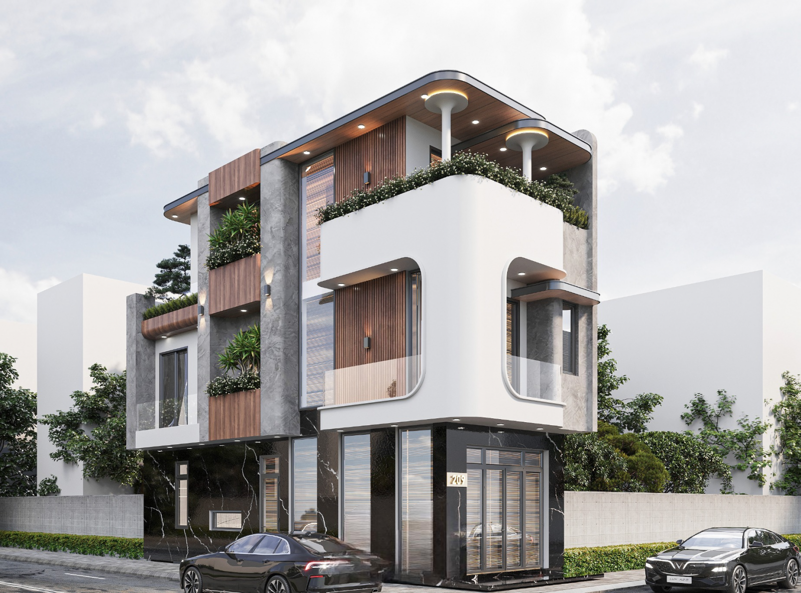Nhà ống hiện đại 3 tầng 2 mặt tiền 8m