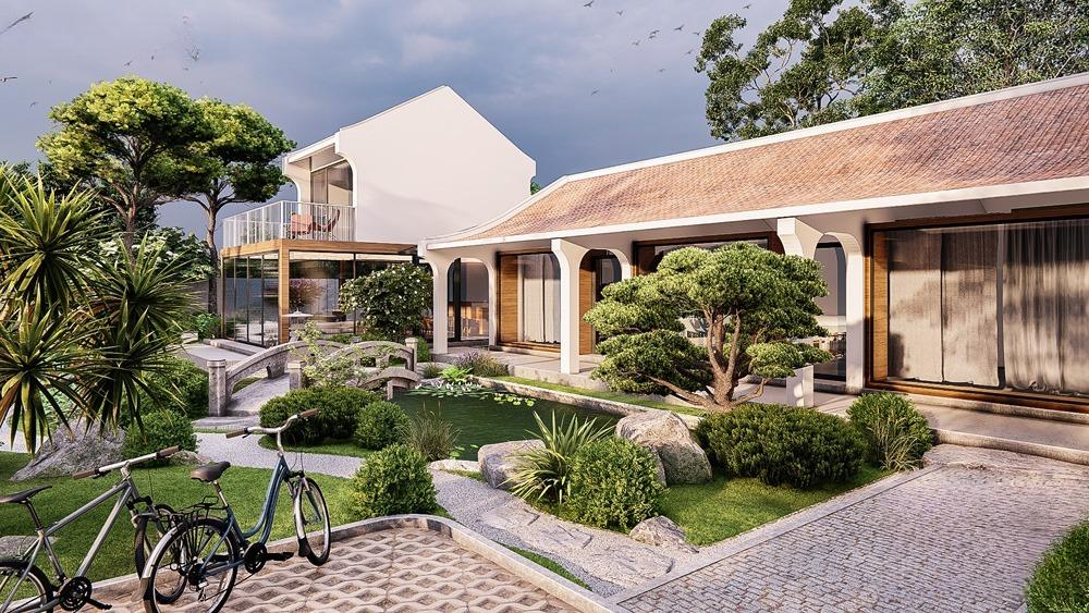 Mẫu villa vườn đẹp phong cách Địa Trung Hải hiện đại ở Đà Lạt