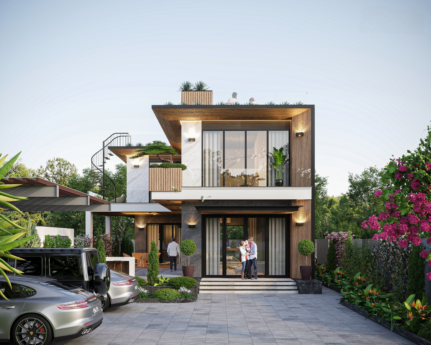 Thiết kế villa sân vườn đẹp 2 tầng kiến trúc xanh