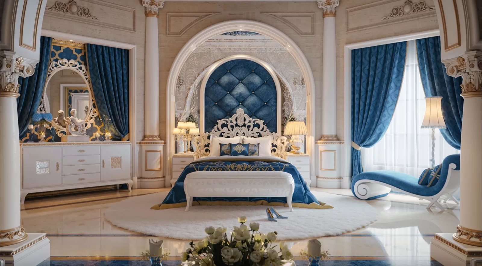 Nội thất phòng ngủ lâu đài kiểu Pháp