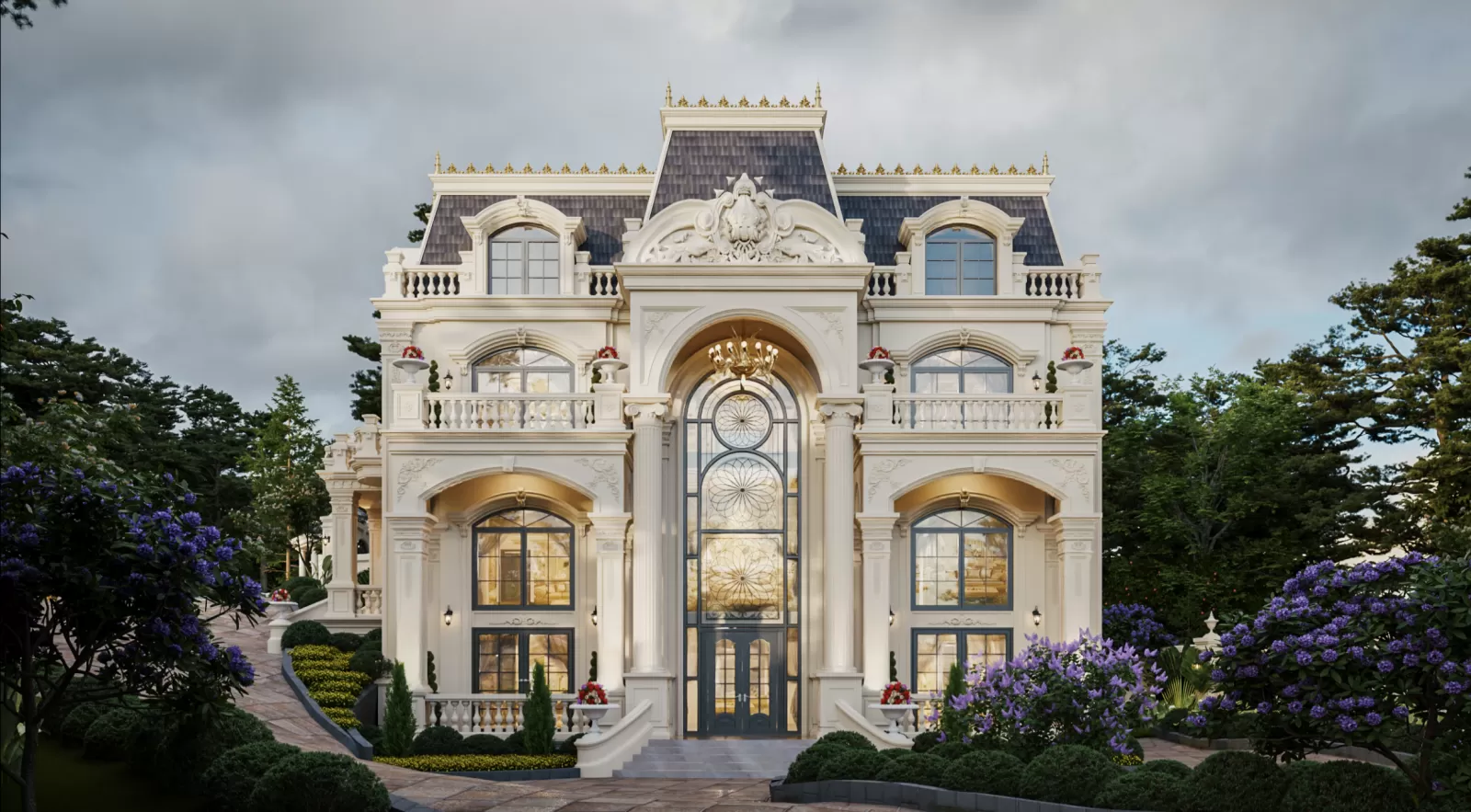 Thiết kế mặt bằng công năng hợp lý cho biệt thự lâu đài kiểu Pháp