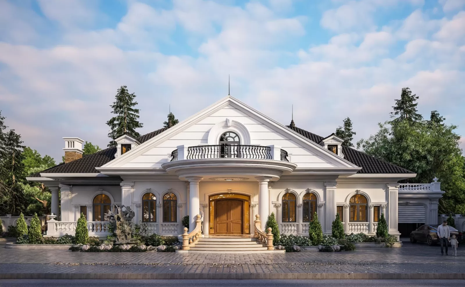 Thiết kế biệt thự lâu đài kiểu Pháp 1 tầng