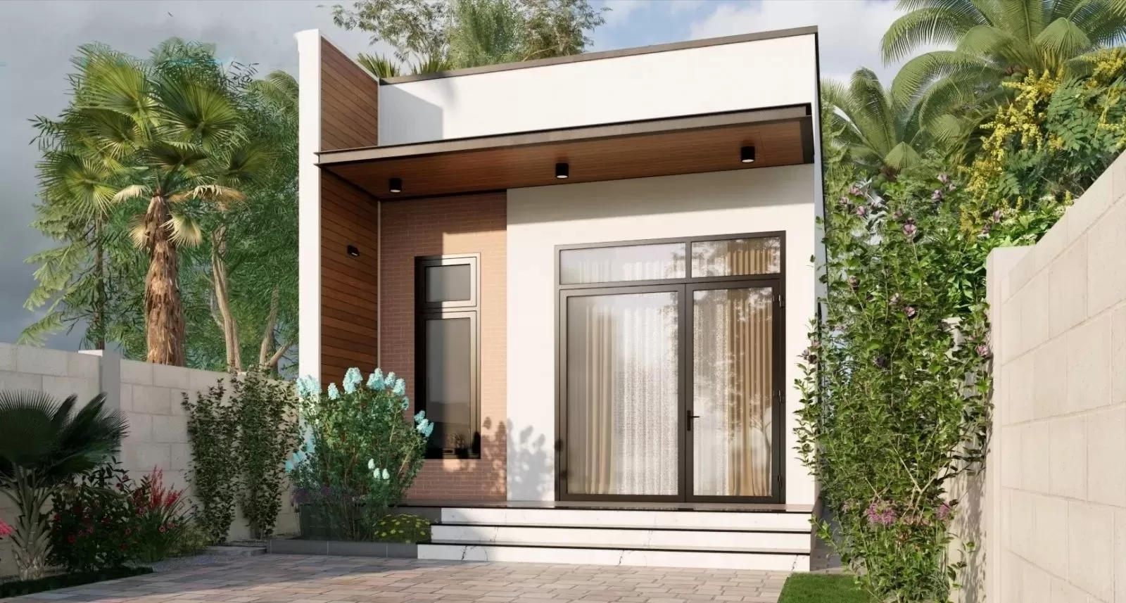 Nhà hộp 1 tầng mái bằng