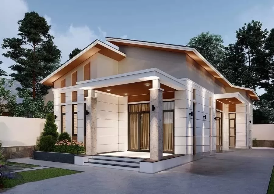 Nhà hộp 1 tầng mái lệch