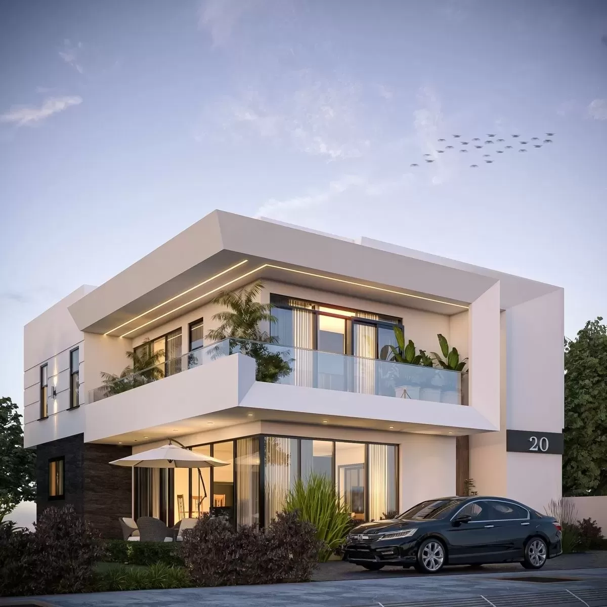 Mẫu nhà mái bằng 2 tầng 600 triệu