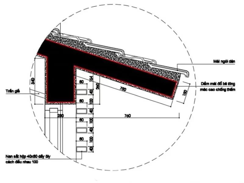 Cấu tạo mái bê tông dán ngói