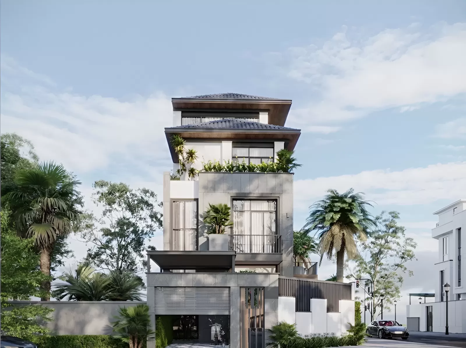 Thiết kế nhà ống mái nhật mặt tiền 6m