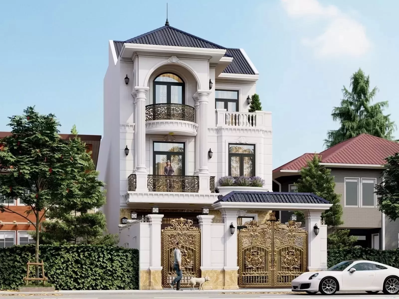 Mẫu nhà ống mái nhật đẹp phong cách tân cổ điển