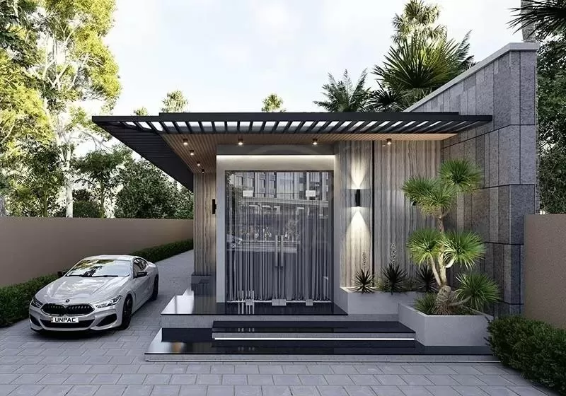 Nhà cấp 4 hình vuông hiện đại mái bằng