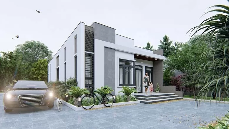 Nhà cấp 4 trệt hiện đại mái bằng