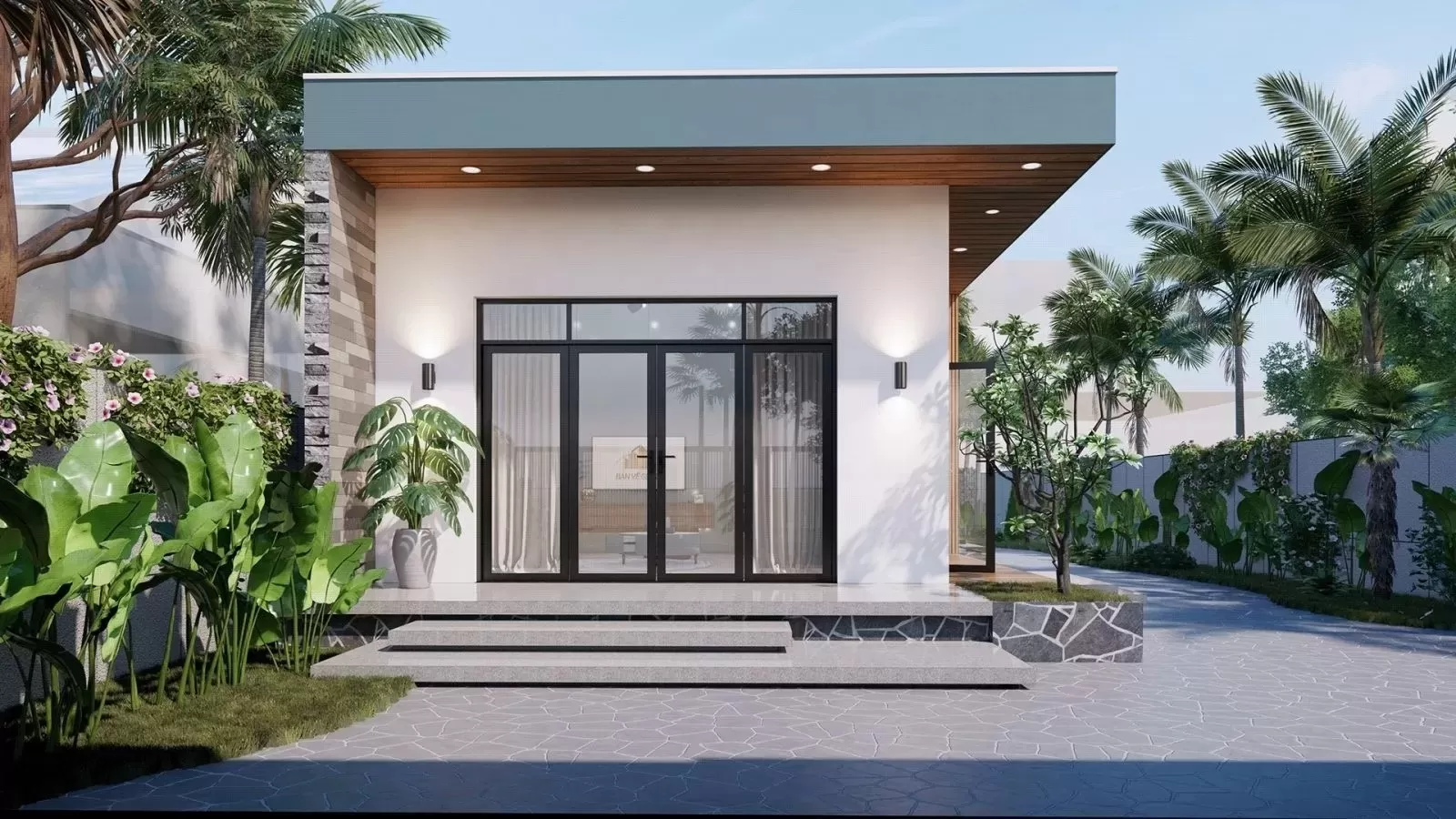 Mẫu nhà cấp 4 mái bằng hiện đại 70m2