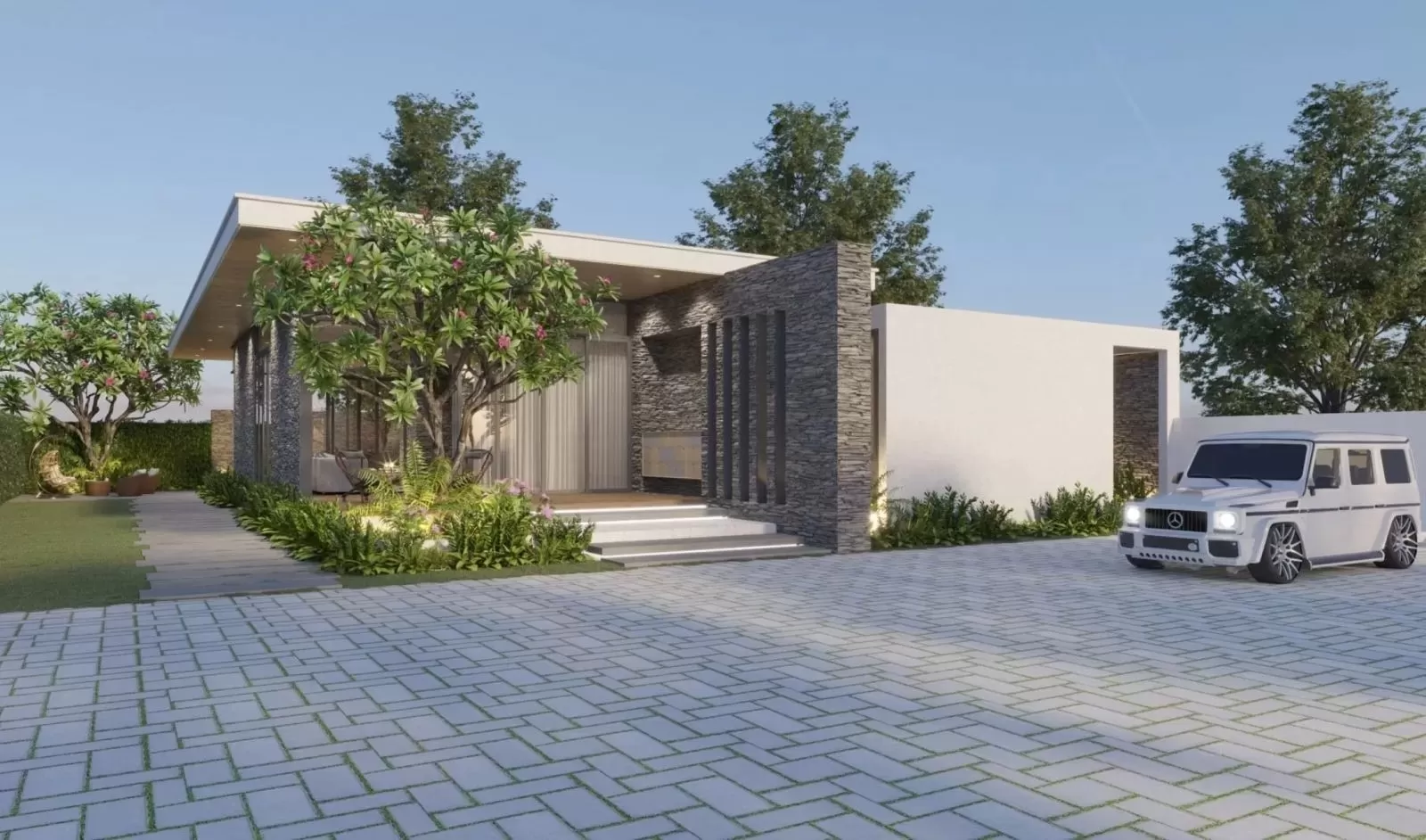 Mẫu nhà cấp 4 mái bằng hiện đại 80m2