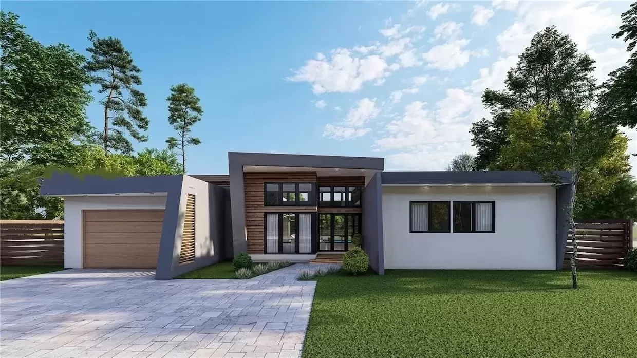 Nhà mái bằng phong cách hiện đại nổi bật những mảng tường phẳng, khối nhà vuông vắn, được trang bị nội thất tiện nghi, cao cấp. Bên ngoài căn nhà bố trí hệ sân vườn rộng lớn, nhiều cây xanh hoặc hồ bơi thư giãn