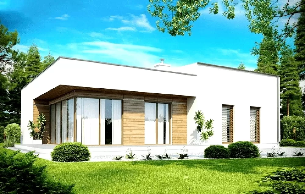 Ngôi nhà mang phong cách hiện đại, trẻ trung với các hình khối vững chắc, đường nét đơn giản