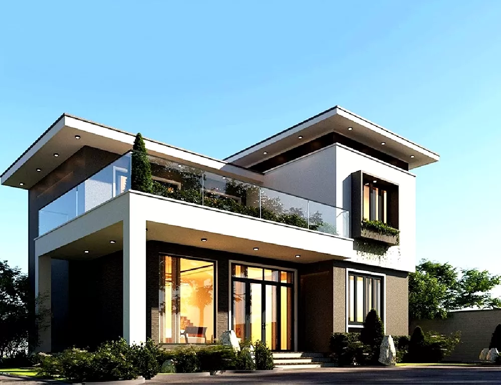 Kiến trúc nhà được lấy cảm hứng từ phong cách hiện đại, với những đường nét chắc chắn