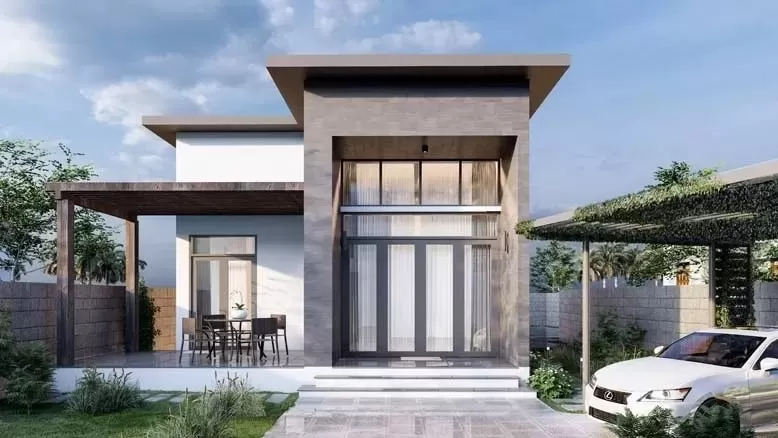 Mẫu nhà 600 triệu 2 tầng có sân vườn ở nông thôn