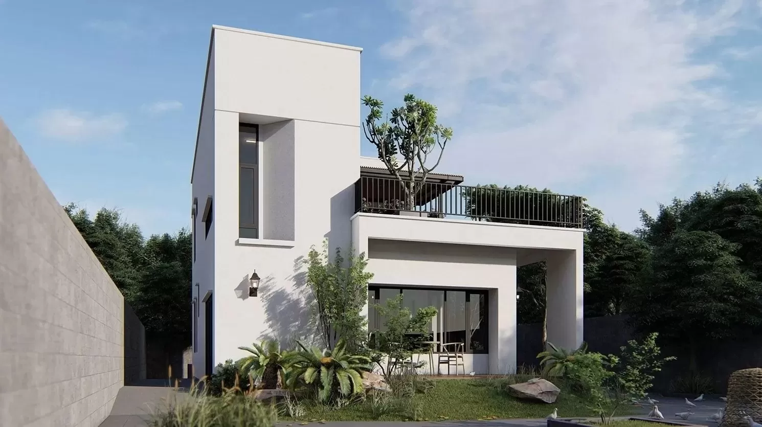 Xây nhà 2 tầng 600 triệu sân vườn 2 phòng ngủ