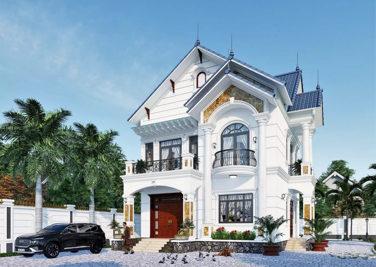 Thiết kế mẫu nhà vườn 600 triệu tân cổ điển