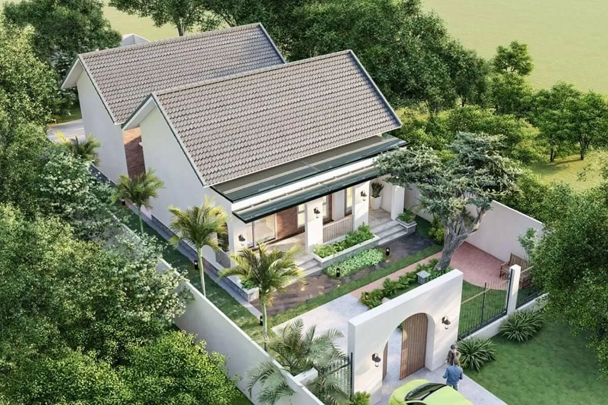 Mẫu nhà cấp 4 sân vườn 600 triệu ở nông thôn