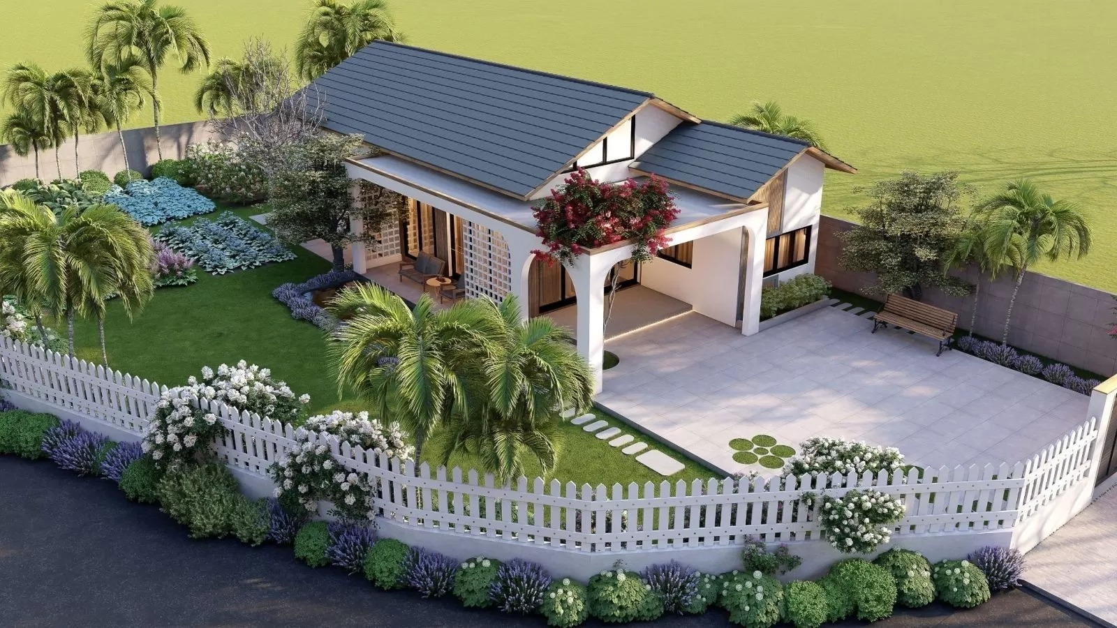 Thiết kế mẫu nhà Hàn Quốc 1 tầng 1 tum