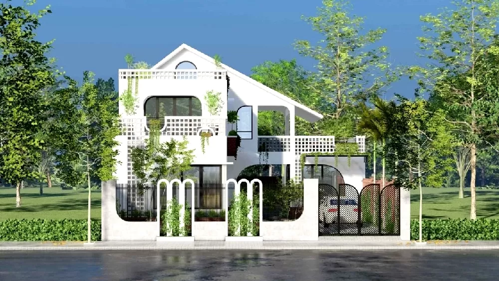 Mặt tiền 9m được thiết kế theo phong cách tân thời thu hút sự chú ý.