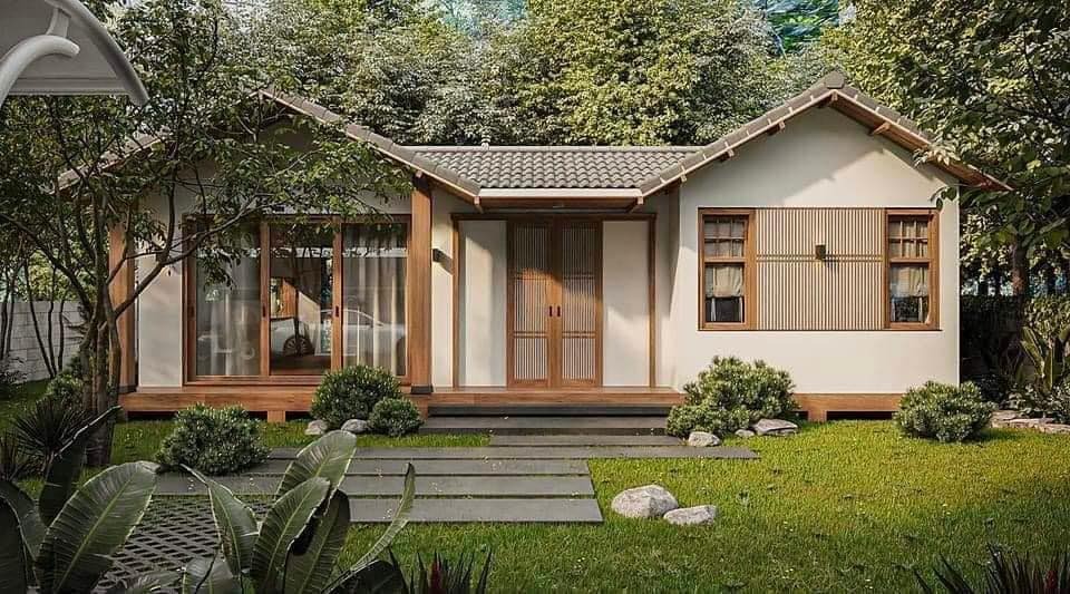 Nhà thiết kế 5 gian hiện đại mái thái có sân vườn