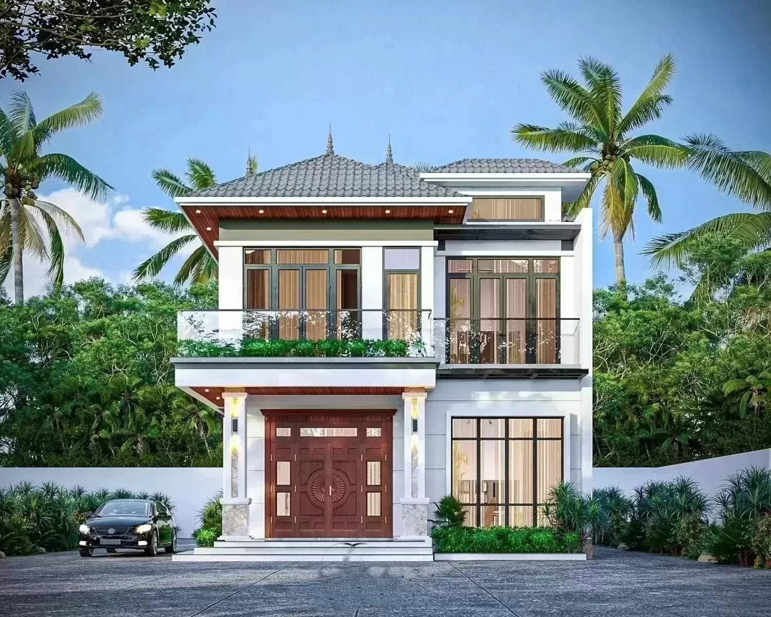 Nhà ống 2 tầng 80m2 mái nhật ở nông thôn