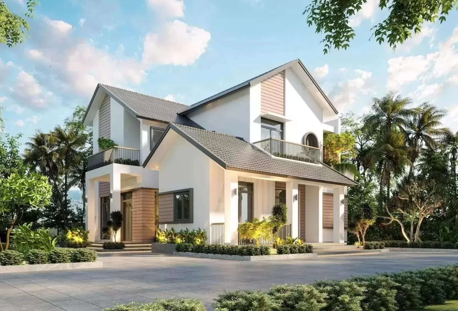 Nhà ống sân vườn 2 tầng 80m2 hiện đại