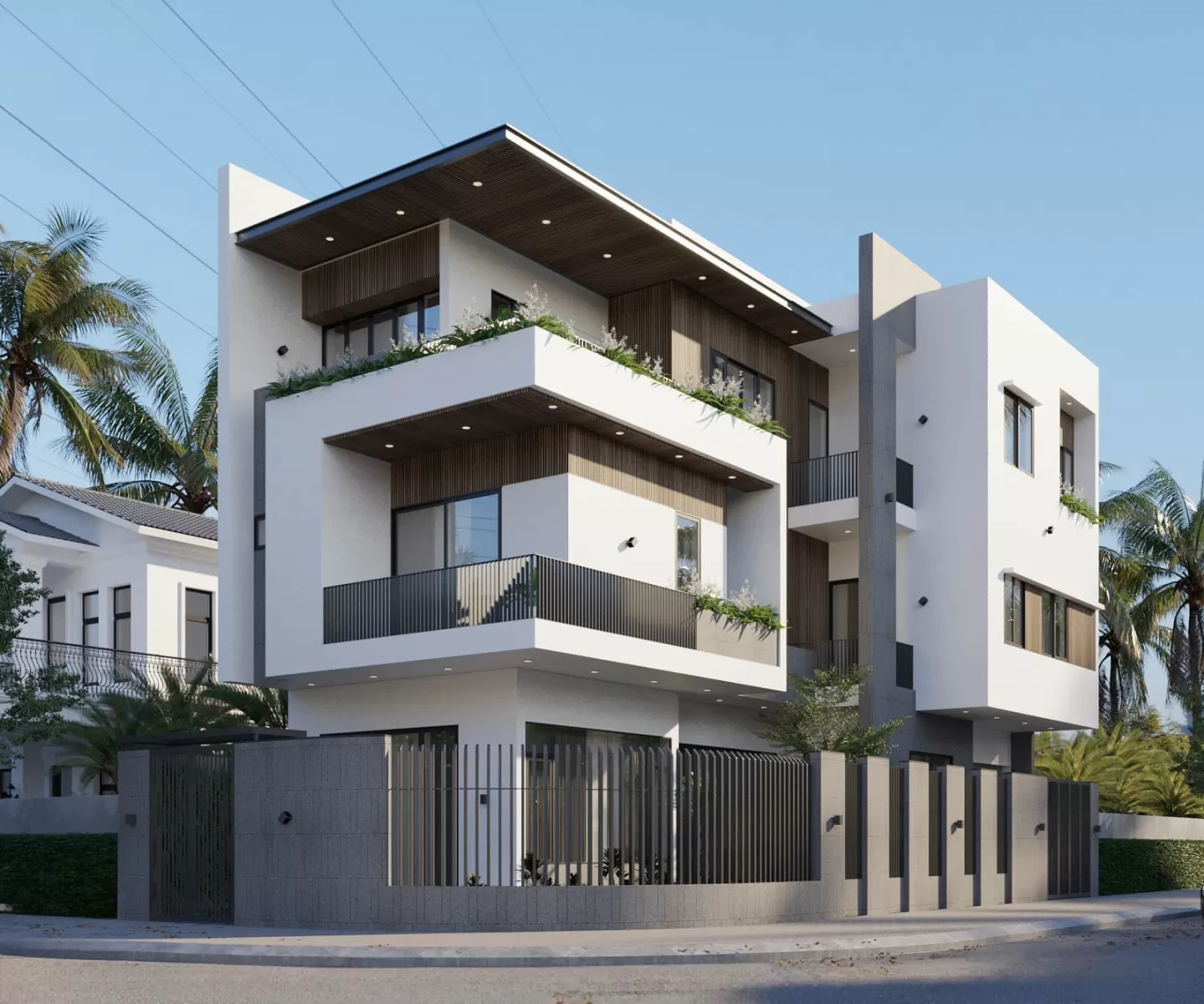 Thiết kế nhà ống 3 tầng 2 mặt tiền 7x10m hiện đại