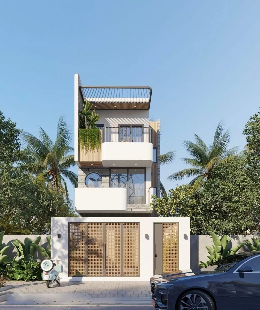 Mẫu nhà chữ L 3 tầng 7x10m giá rẻ