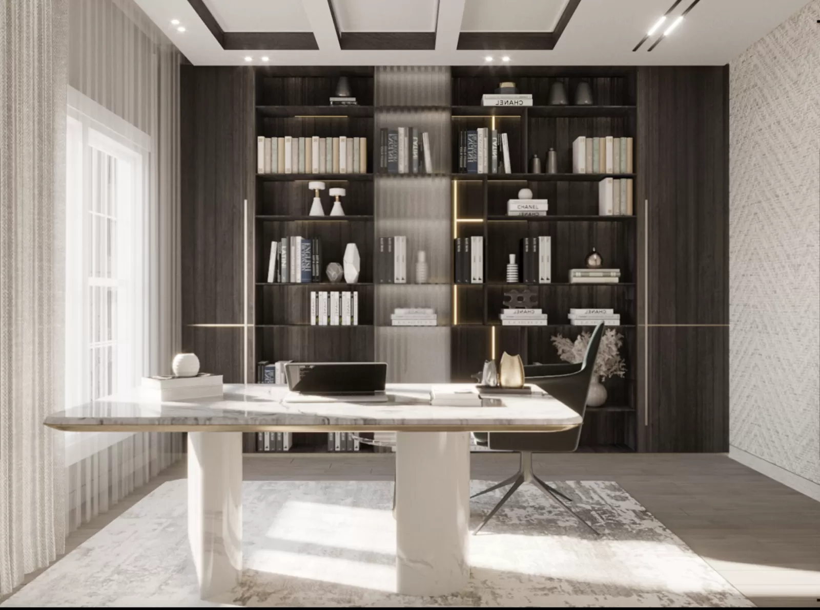 Nội thất phòng làm việc nhà 7x10m 3 tầng kiểu châu Âu hiện đại