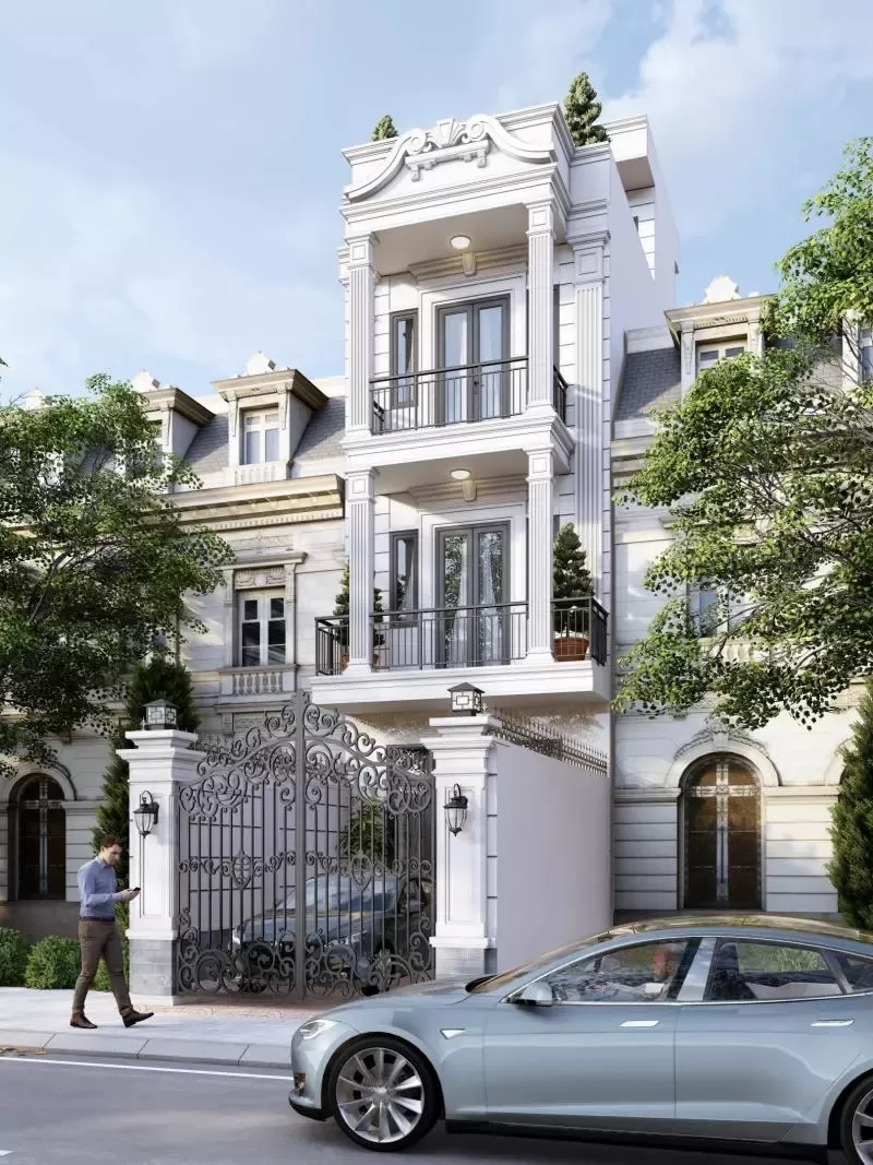 Mẫu thiết kế nhà 3 tầng 7x10m cổ điển