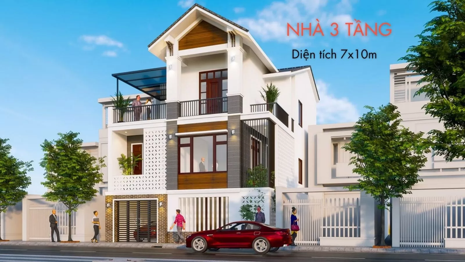 Nhà 3 tầng kích thước 7x10m