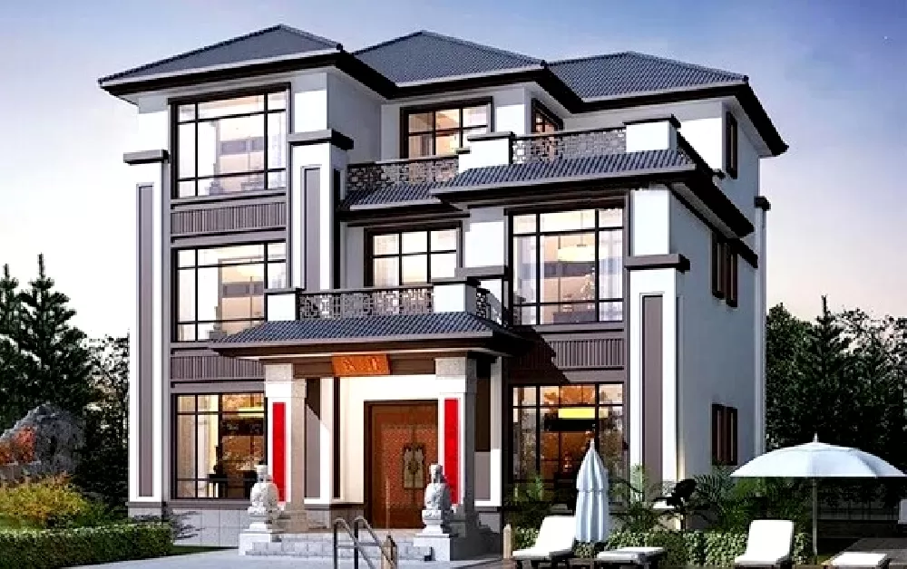 Nnhà vườn kiểu Trung Quốc 3 tầng hiện đại