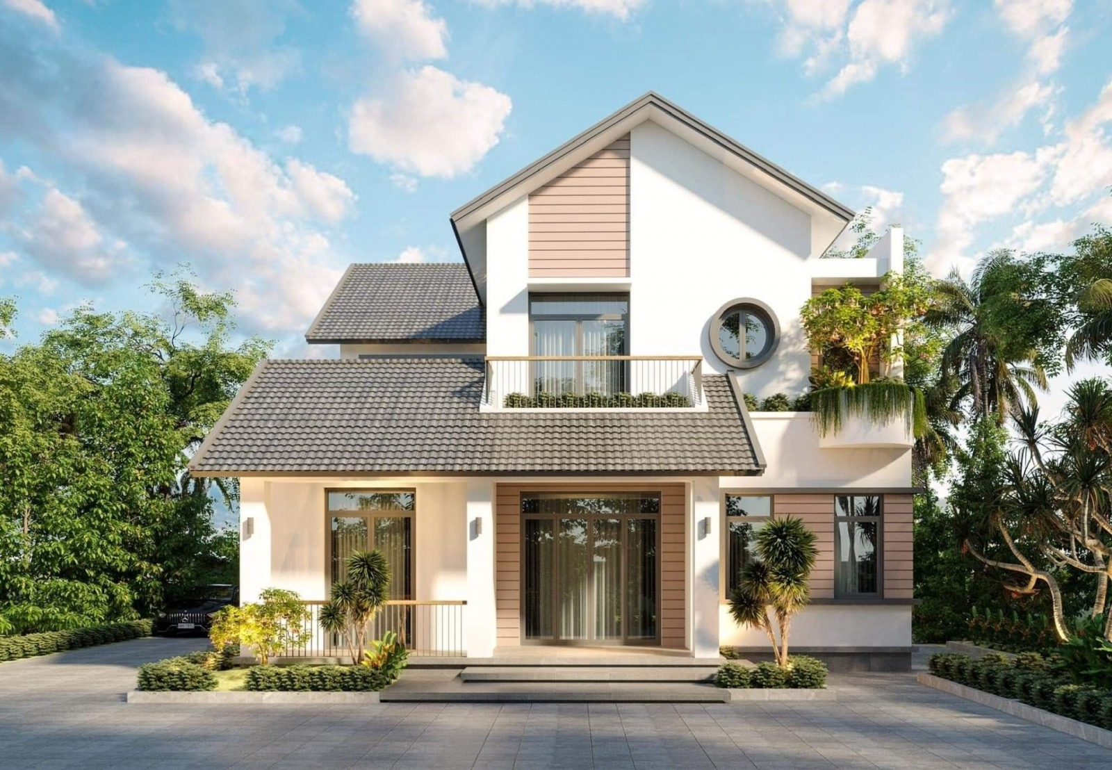 Phối cảnh 3D nhà vườn mái thái