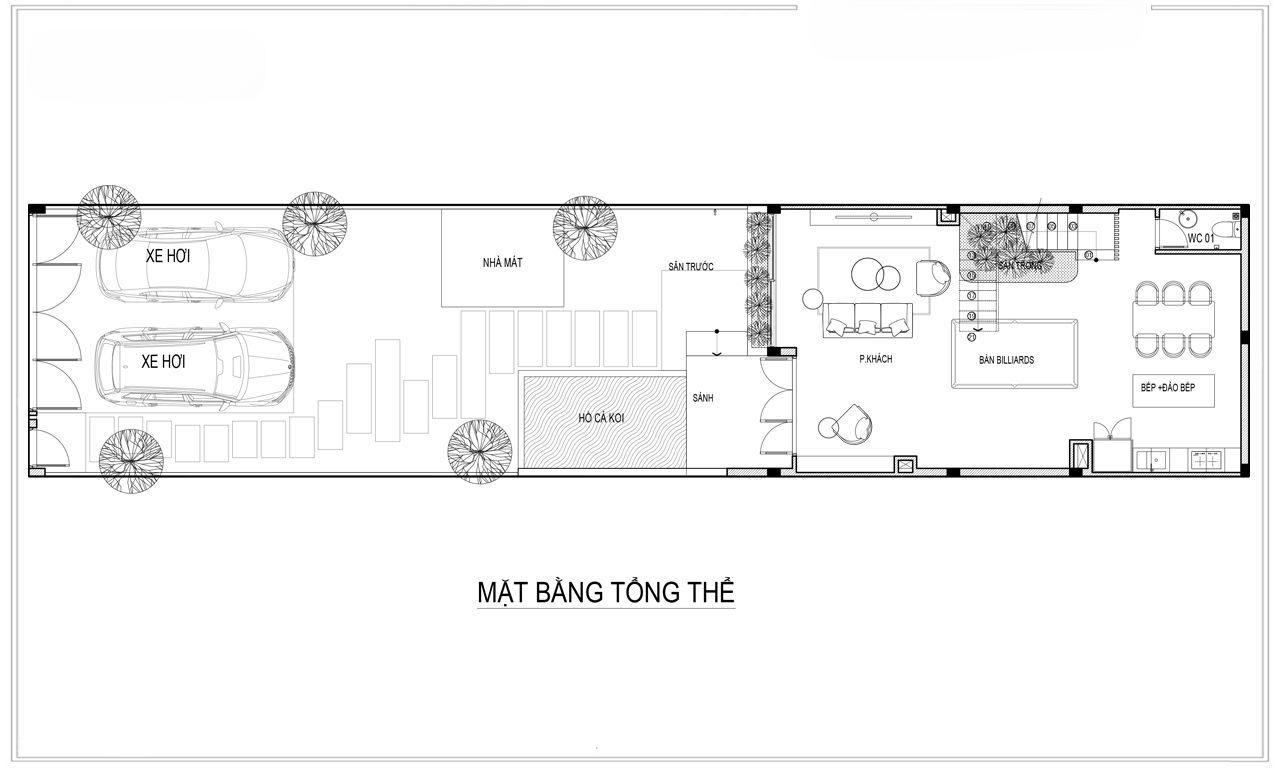 Mặt bằng tổng thể nhà vườn mái bằng
