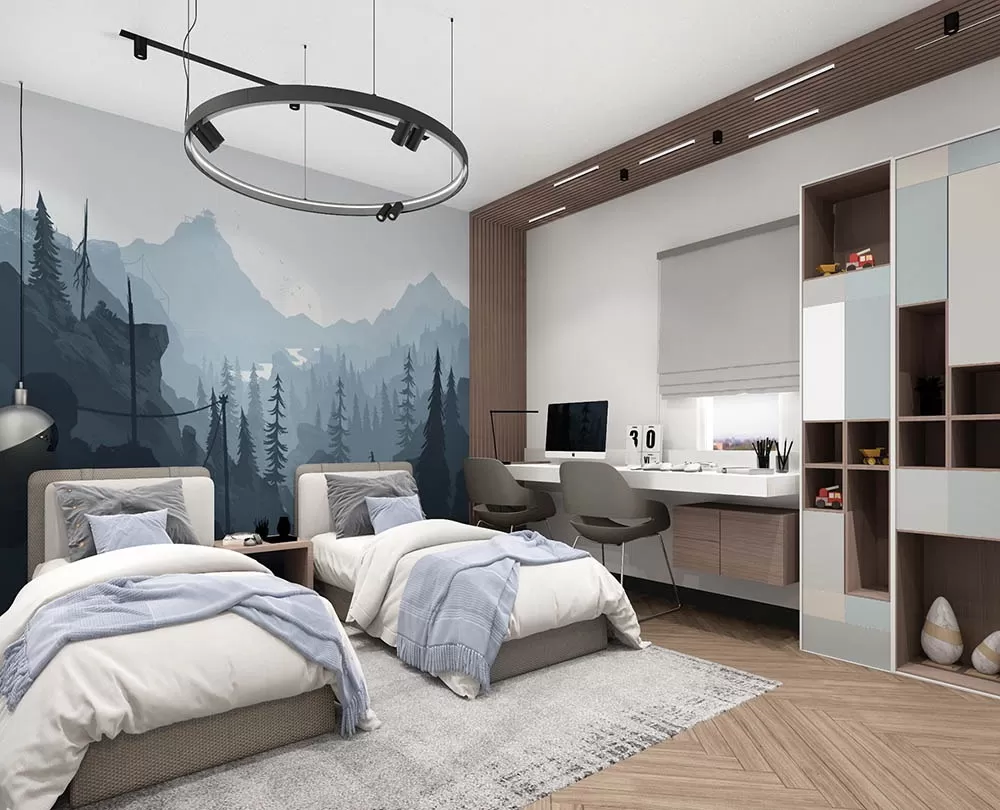 Bàn học đối diện cửa sổ