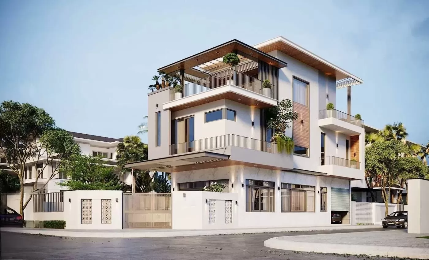 Mẫu nhà phố 2 mặt tiền 3 tầng hiện đại đẹp