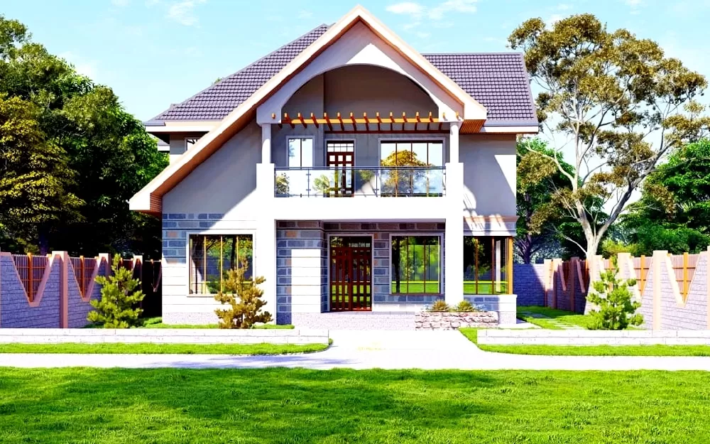 Mái thái lệch khiến công trình ấn tượng