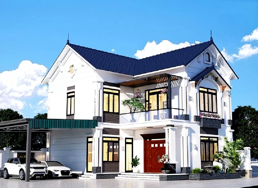 Mẫu nhà chữ l 2 tầng đẹp ở nông thôn giá rẻ