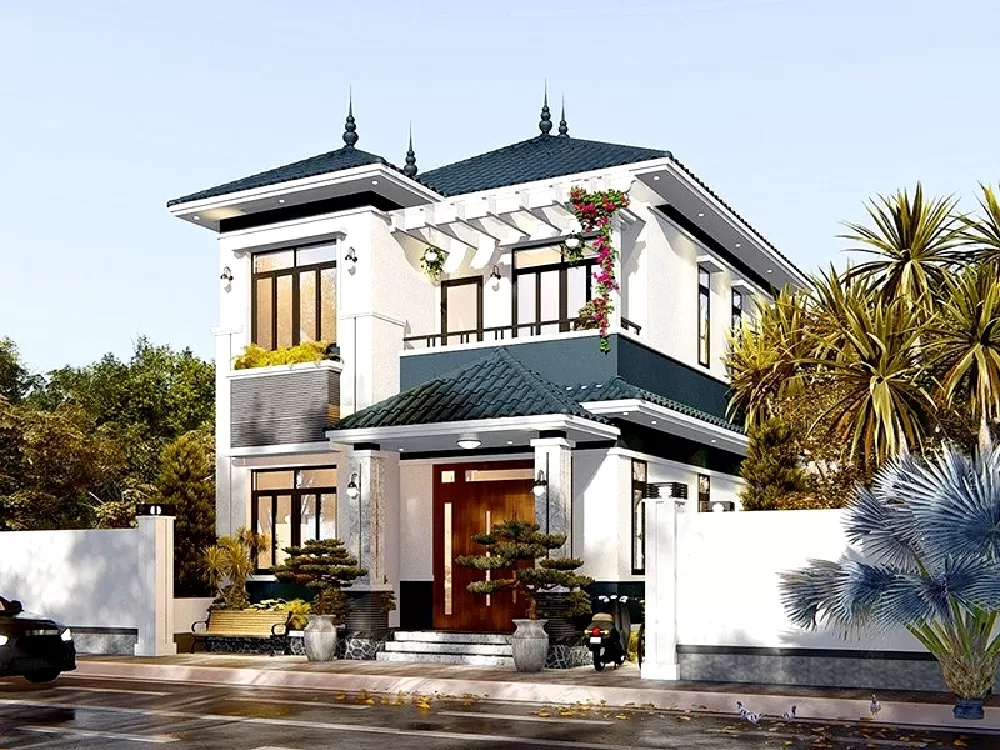 Mẫu nhà 2 tầng ở nông thôn có thiết kế đơn giản