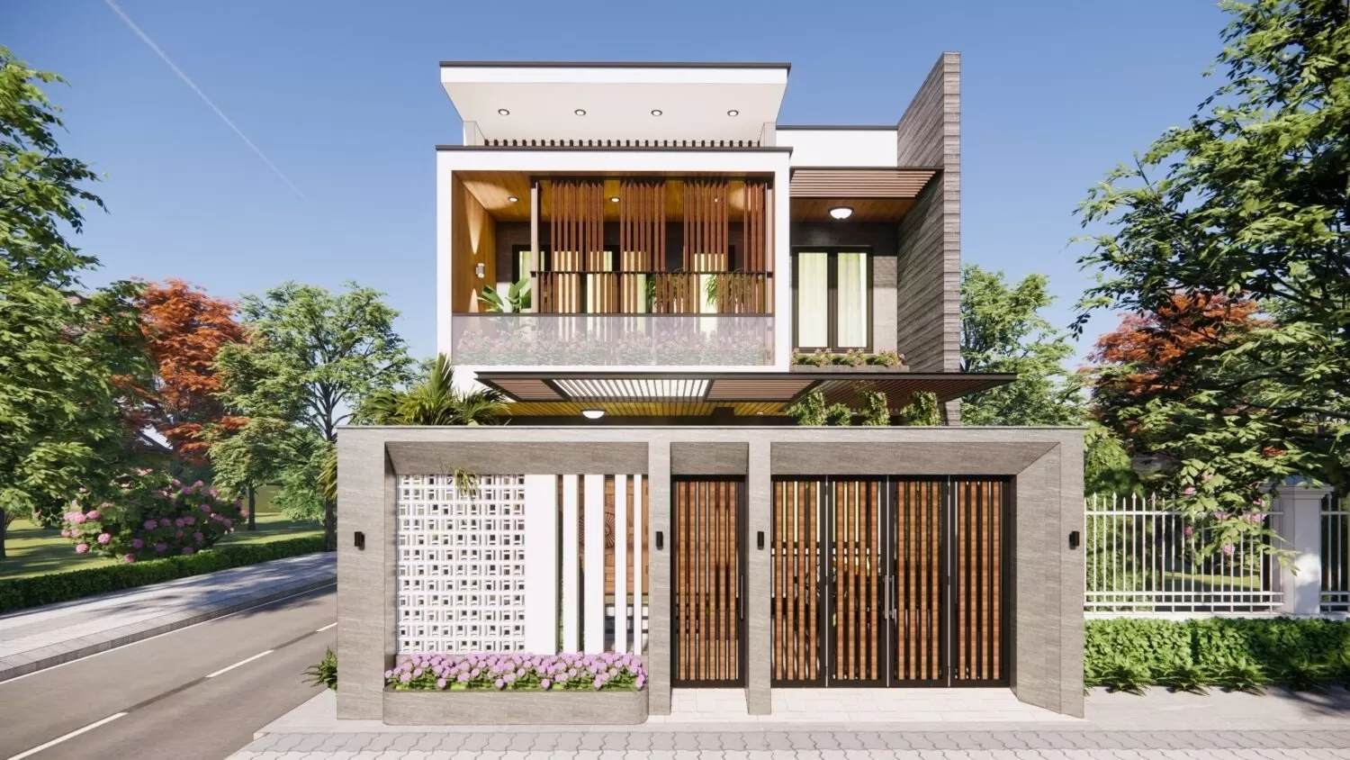 Nhà 2 tầng 2 mặt tiền mái bằng giá rẻ