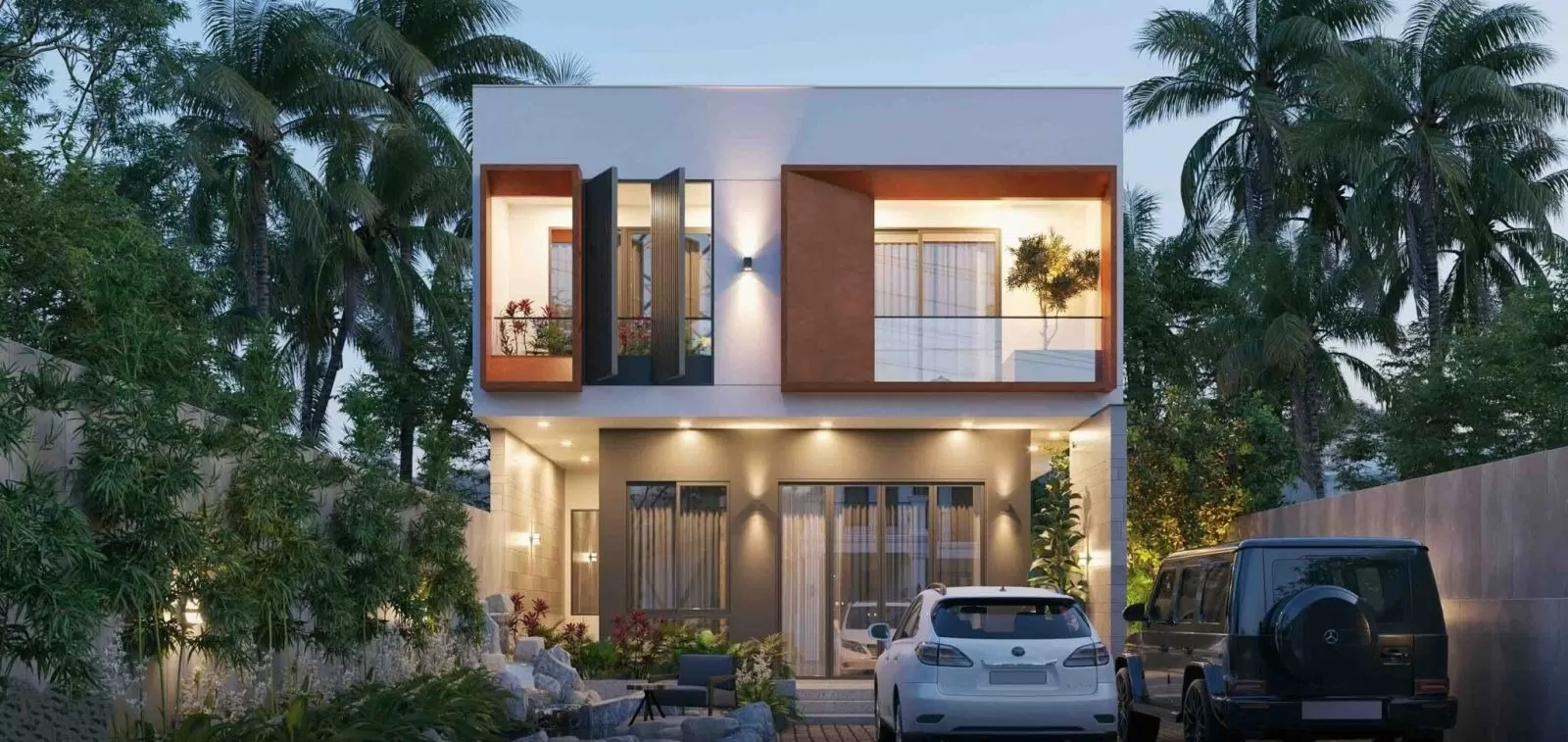 Nhà vuông 2 tầng mái bằng giá rẻ